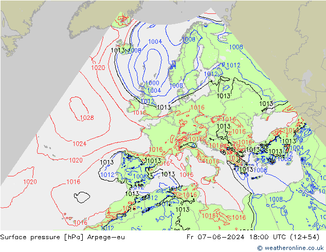 Surface pressure Arpege-eu Fr 07.06.2024 18 UTC