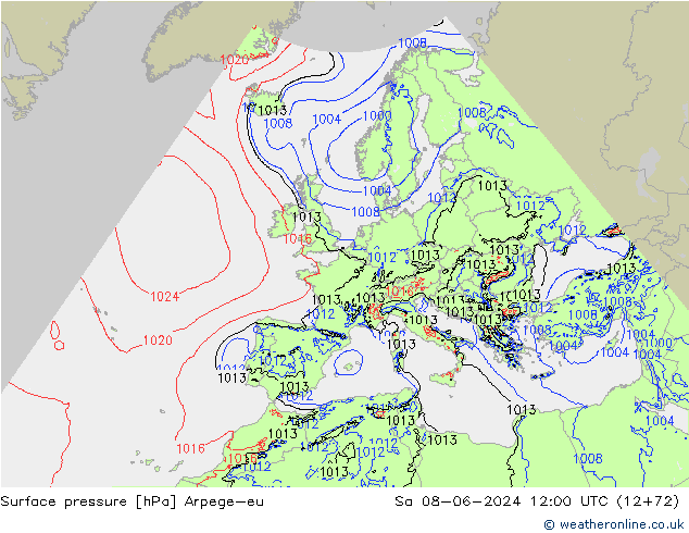 Luchtdruk (Grond) Arpege-eu za 08.06.2024 12 UTC