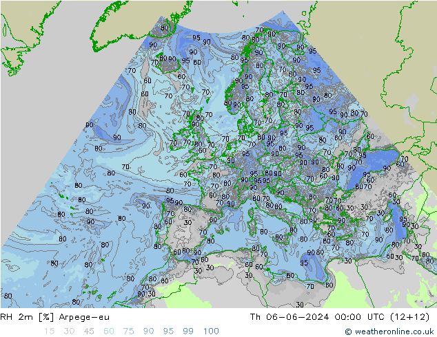 RH 2m Arpege-eu Th 06.06.2024 00 UTC