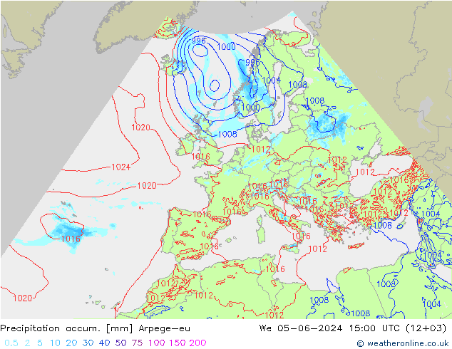 Precipitation accum. Arpege-eu We 05.06.2024 15 UTC