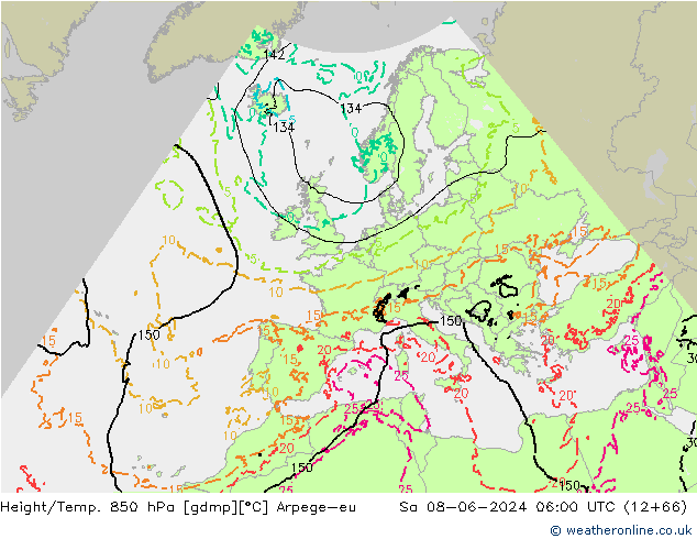 Height/Temp. 850 hPa Arpege-eu sab 08.06.2024 06 UTC