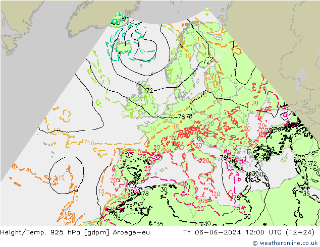 Hoogte/Temp. 925 hPa Arpege-eu do 06.06.2024 12 UTC