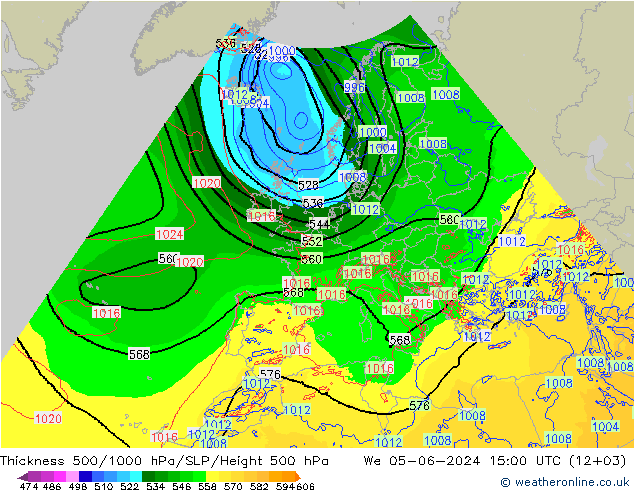 Thck 500-1000hPa Arpege-eu  05.06.2024 15 UTC