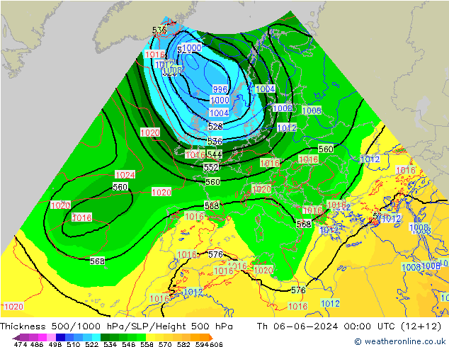 Schichtdicke 500-1000 hPa Arpege-eu Do 06.06.2024 00 UTC