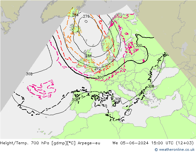 Height/Temp. 700 hPa Arpege-eu We 05.06.2024 15 UTC