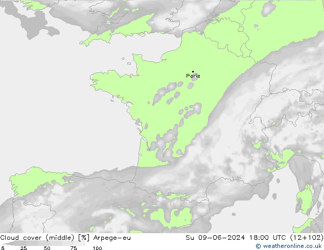 Bewolking (Middelb.) Arpege-eu zo 09.06.2024 18 UTC