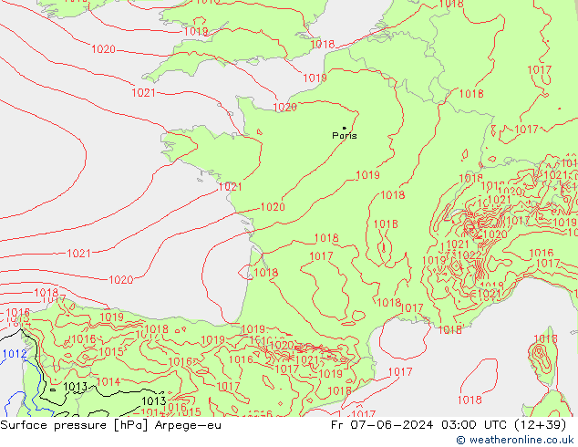 Yer basıncı Arpege-eu Cu 07.06.2024 03 UTC