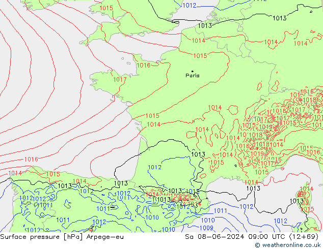 ciśnienie Arpege-eu so. 08.06.2024 09 UTC