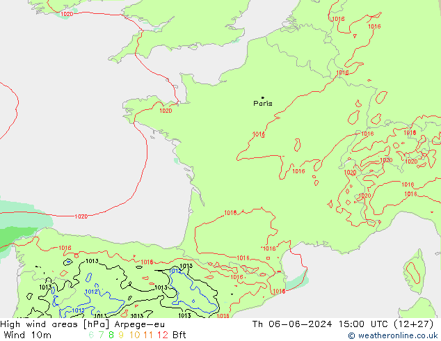 yüksek rüzgarlı alanlar Arpege-eu Per 06.06.2024 15 UTC