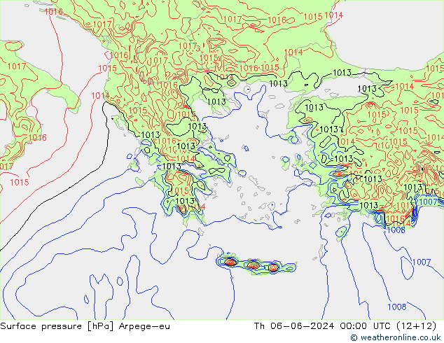 Surface pressure Arpege-eu Th 06.06.2024 00 UTC