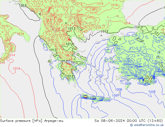 Luchtdruk (Grond) Arpege-eu za 08.06.2024 00 UTC