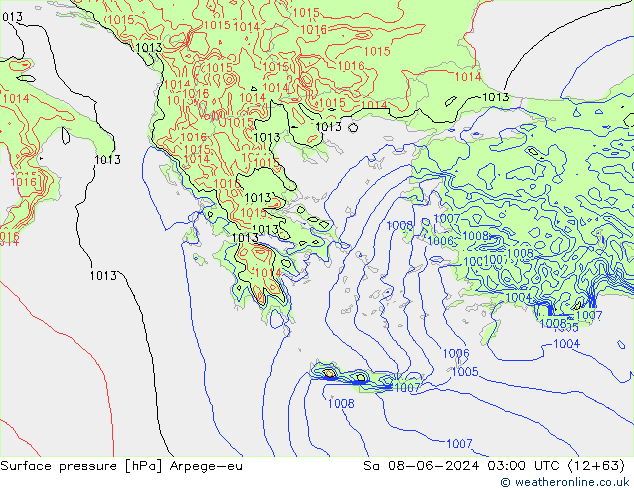 Surface pressure Arpege-eu Sa 08.06.2024 03 UTC