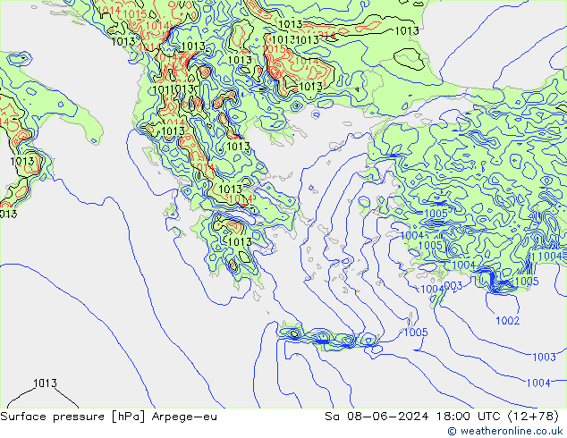 Luchtdruk (Grond) Arpege-eu za 08.06.2024 18 UTC