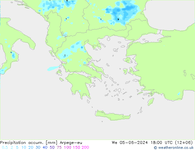 Precipitation accum. Arpege-eu  05.06.2024 18 UTC