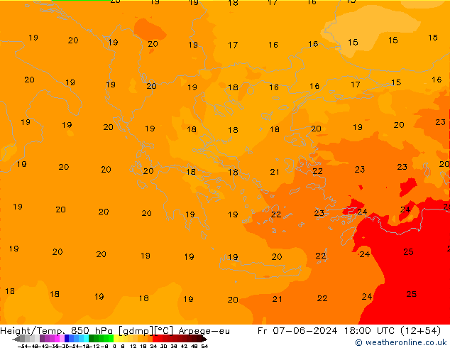 Height/Temp. 850 hPa Arpege-eu Fr 07.06.2024 18 UTC