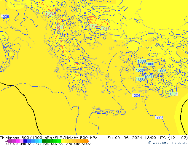 Thck 500-1000hPa Arpege-eu  09.06.2024 18 UTC