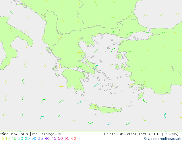 Wind 850 hPa Arpege-eu vr 07.06.2024 09 UTC