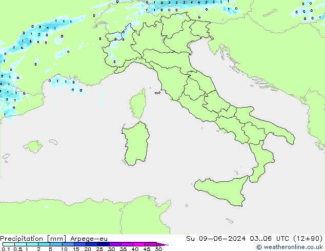 Yağış Arpege-eu Paz 09.06.2024 06 UTC