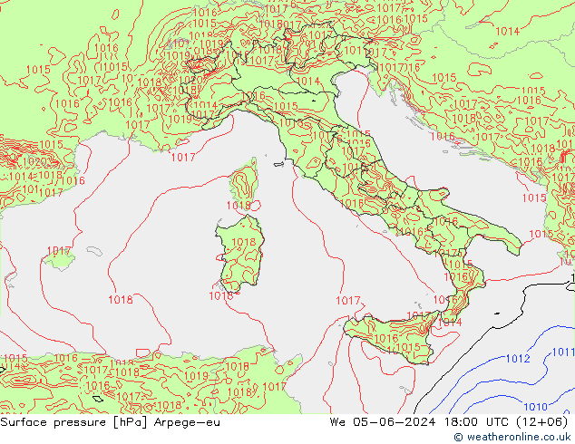 Surface pressure Arpege-eu We 05.06.2024 18 UTC