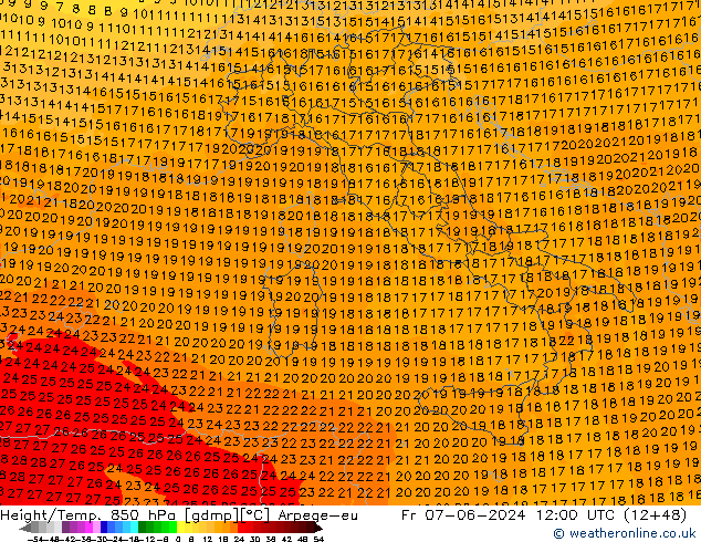 Height/Temp. 850 hPa Arpege-eu Fr 07.06.2024 12 UTC