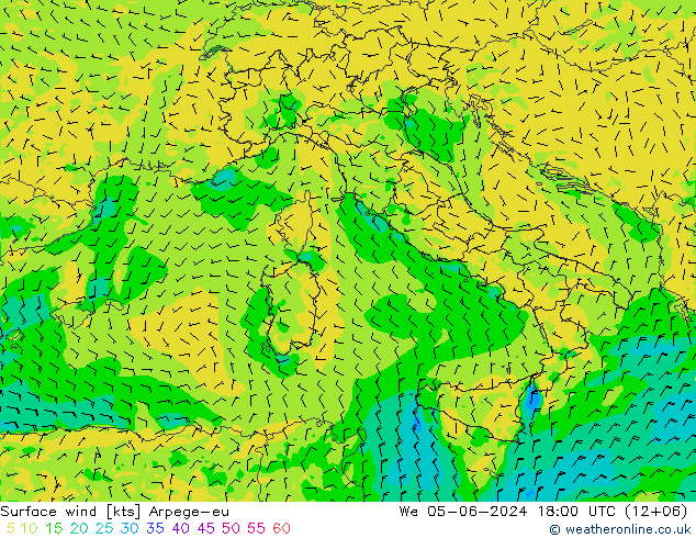 Surface wind Arpege-eu We 05.06.2024 18 UTC