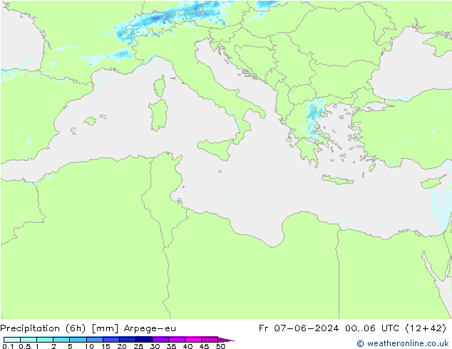 Precipitation (6h) Arpege-eu Fr 07.06.2024 06 UTC