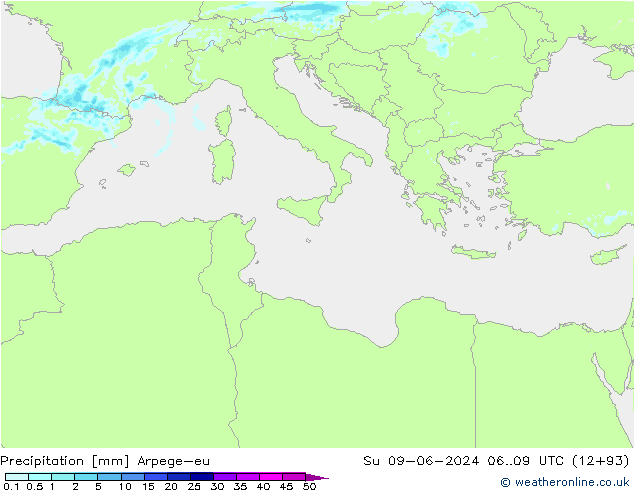 Precipitation Arpege-eu Su 09.06.2024 09 UTC