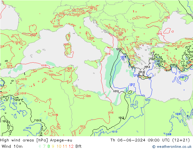 Windvelden Arpege-eu do 06.06.2024 09 UTC