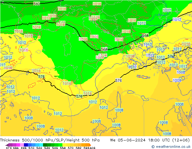 Thck 500-1000hPa Arpege-eu We 05.06.2024 18 UTC