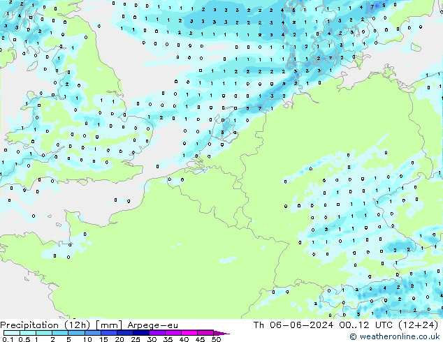 Nied. akkumuliert (12Std) Arpege-eu Do 06.06.2024 12 UTC