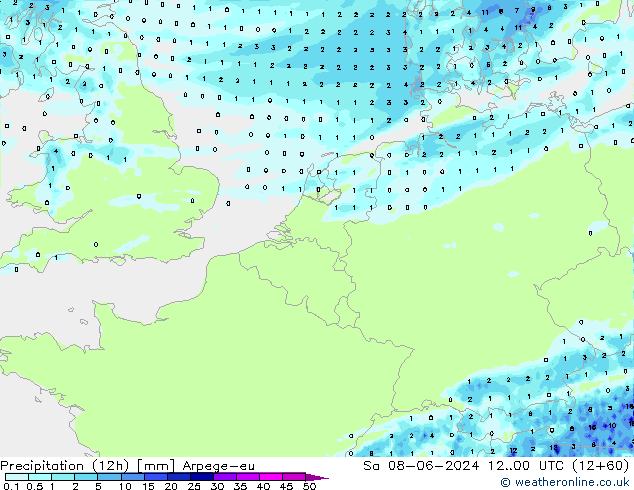 Nied. akkumuliert (12Std) Arpege-eu Sa 08.06.2024 00 UTC