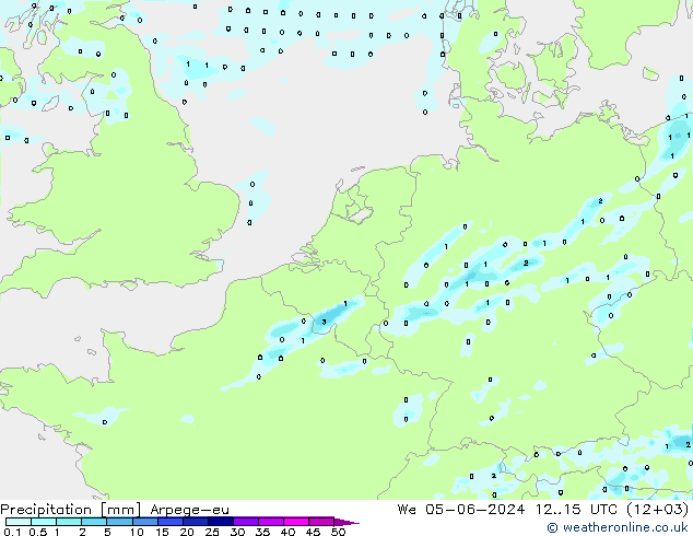 Precipitazione Arpege-eu mer 05.06.2024 15 UTC