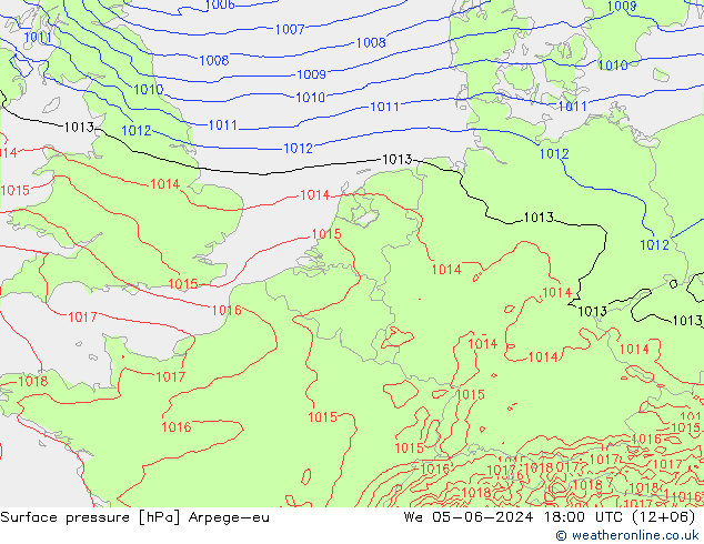 pression de l'air Arpege-eu mer 05.06.2024 18 UTC