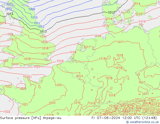 Surface pressure Arpege-eu Fr 07.06.2024 12 UTC