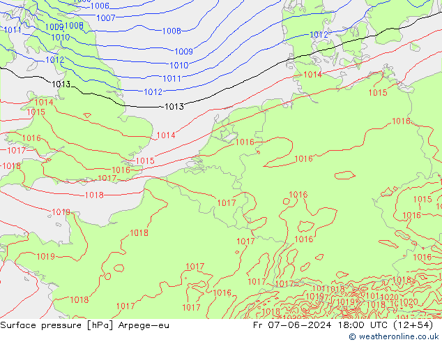 Yer basıncı Arpege-eu Cu 07.06.2024 18 UTC