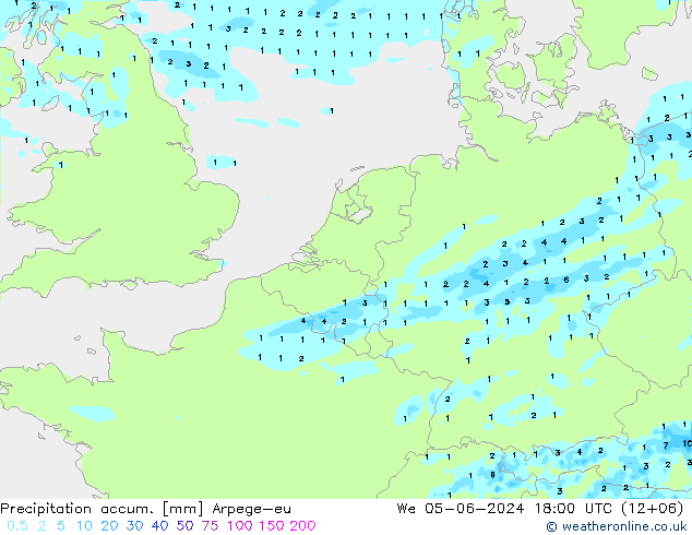 Precipitation accum. Arpege-eu We 05.06.2024 18 UTC