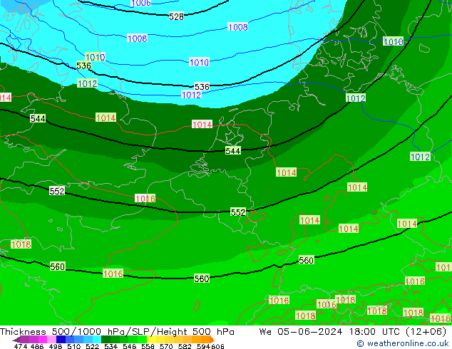 Thck 500-1000hPa Arpege-eu We 05.06.2024 18 UTC