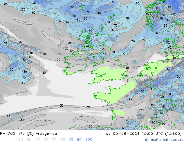 RH 700 hPa Arpege-eu We 05.06.2024 15 UTC