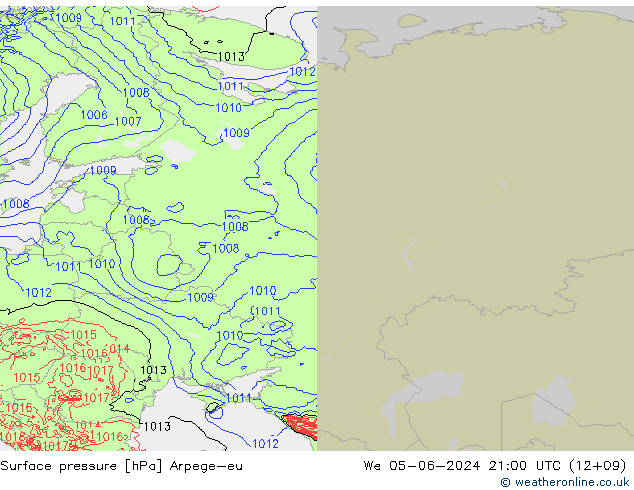 pressão do solo Arpege-eu Qua 05.06.2024 21 UTC