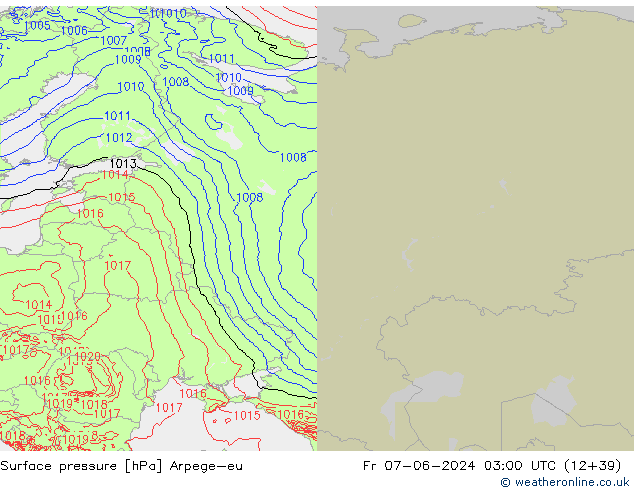 Surface pressure Arpege-eu Fr 07.06.2024 03 UTC