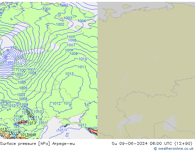 pressão do solo Arpege-eu Dom 09.06.2024 06 UTC