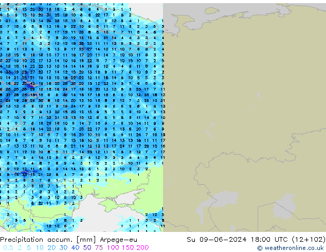 Nied. akkumuliert Arpege-eu So 09.06.2024 18 UTC