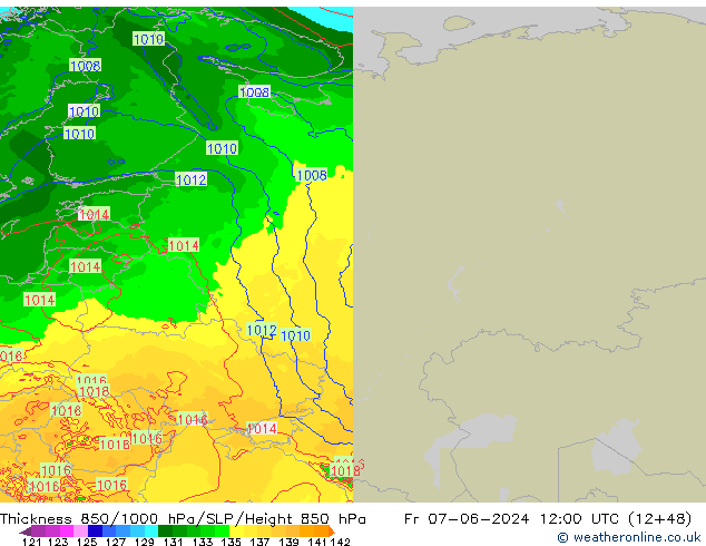 Thck 850-1000 hPa Arpege-eu ven 07.06.2024 12 UTC