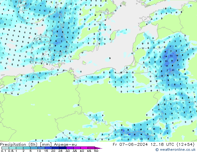 Yağış (6h) Arpege-eu Cu 07.06.2024 18 UTC