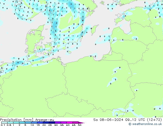 precipitação Arpege-eu Sáb 08.06.2024 12 UTC