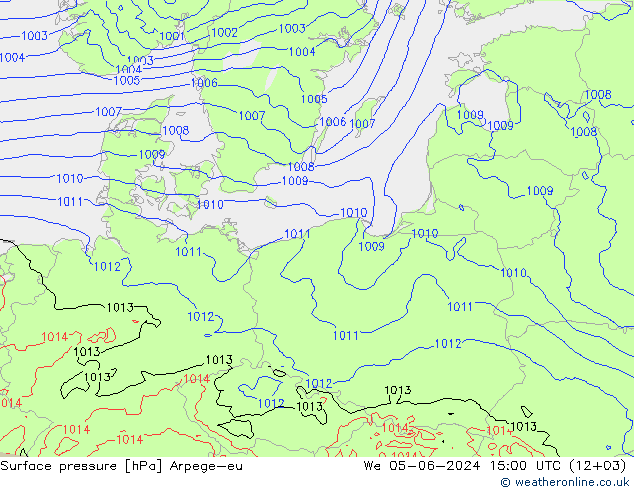 Surface pressure Arpege-eu We 05.06.2024 15 UTC