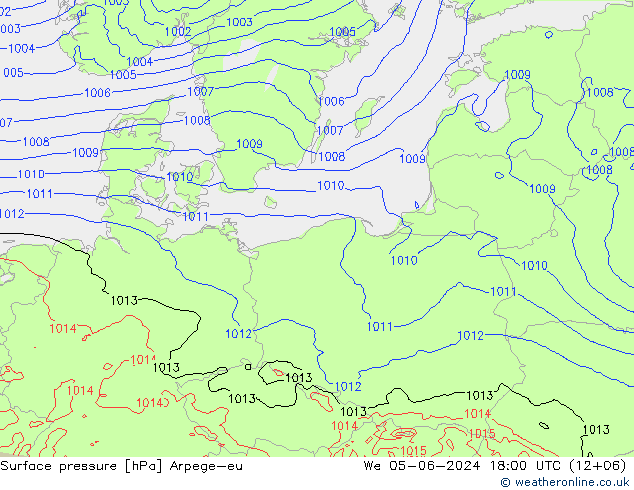 pressão do solo Arpege-eu Qua 05.06.2024 18 UTC