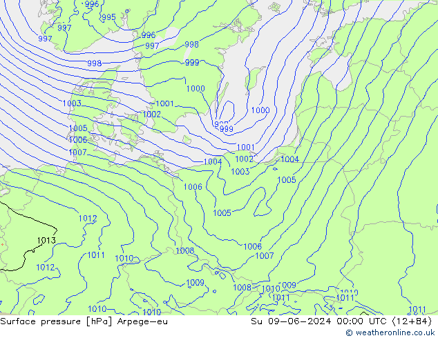 pression de l'air Arpege-eu dim 09.06.2024 00 UTC