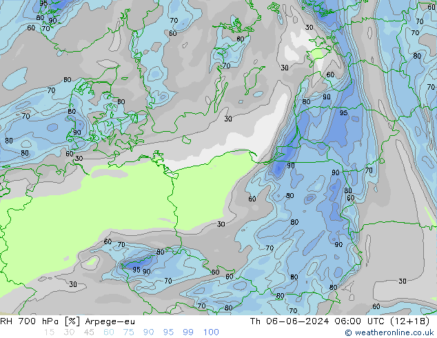 RH 700 hPa Arpege-eu Th 06.06.2024 06 UTC