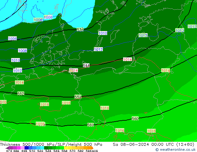 Thck 500-1000hPa Arpege-eu Sáb 08.06.2024 00 UTC